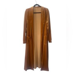 Long Gold/Brown Velvet Duster Coat